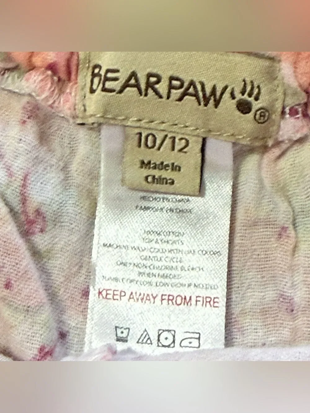 Bear Paw Girl’s Pull On Shorts Elastic Waist Floral Scalloped Hem Pink Green 10